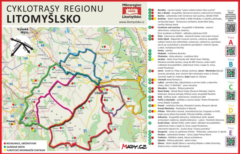 Cedule tras regionu Litomyšlsko